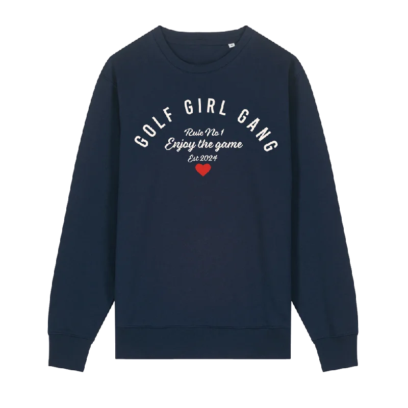 Bunker Woman Girl Gang Crest Sweatshirt Navy Hoodie with Rhinestones Sparkly Elegant Bunker Woman Girl Gang Crest Sweatshirt Navy Hoodie with Rhinestones Sparkly Elegant