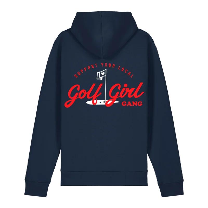 Bunker Woman Girl Gang Hoodie Navy Hoodie with Belted Waist Structured Tailored