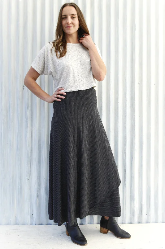 Granite Stripe Maxi Wrap Skirt belted skirt waist
