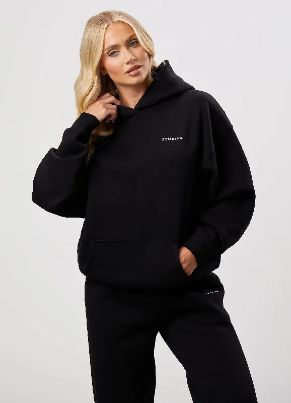 Gym King 365 Relaxed Fit Fleece Hoodie - Black Hoodie with Velcro Closure Adjustable Secure