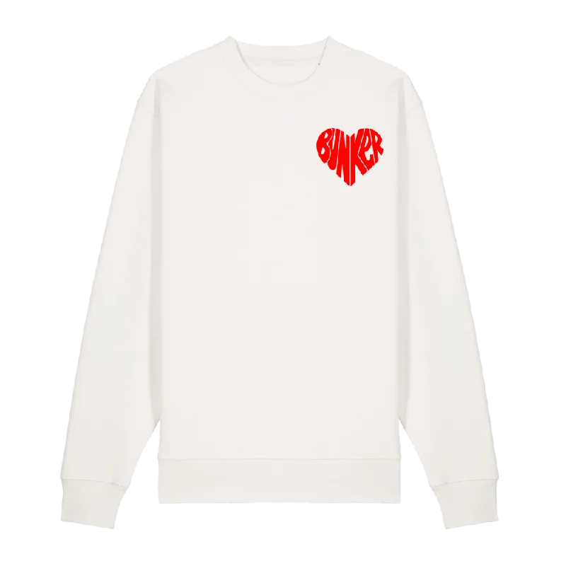 Bunker Woman Heart Sweatshirt Off White Hoodie with Patch Decorative Personalized