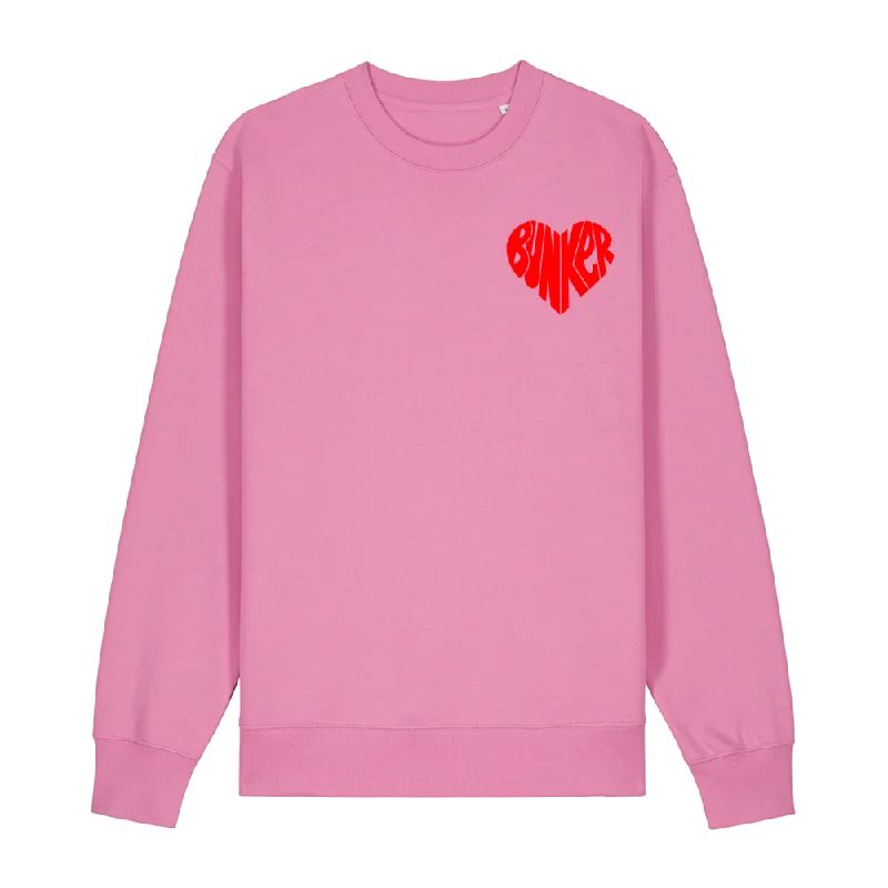 Bunker Woman Heart Sweatshirt Pink Hoodie with Slim Fit Tailored Modern
