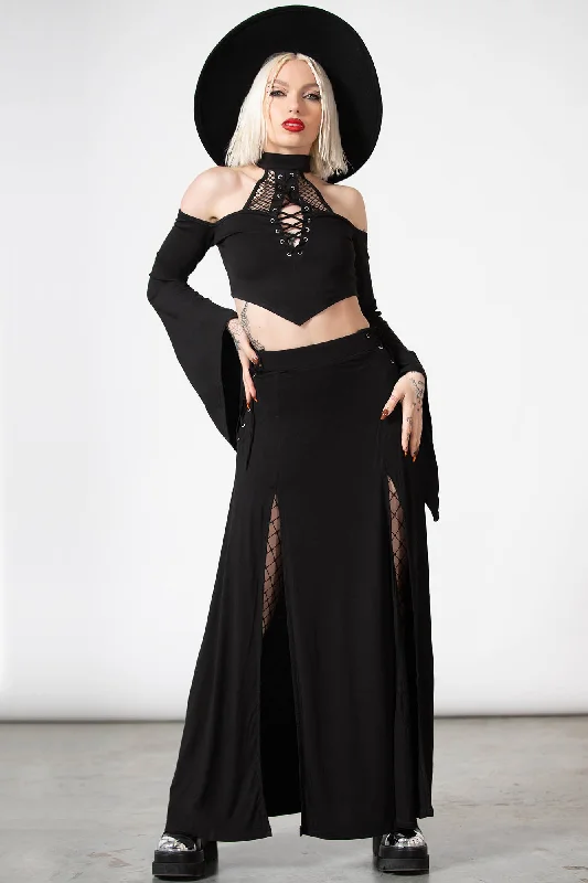 Hellverina Split Maxi Skirt vintage skirt charm