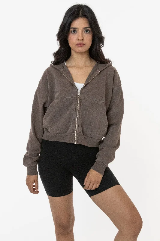 HF16GD - Pigment Dye 14oz. Cropped Heavy Fleece Zip Up Hooded Sweatshirt Hoodie with Toggle Buttons Decorative Unique HF16GD - Pigment Dye 14oz. Cropped Heavy Fleece Zip Up Hooded Sweatshirt Hoodie with Toggle Buttons Decorative Unique