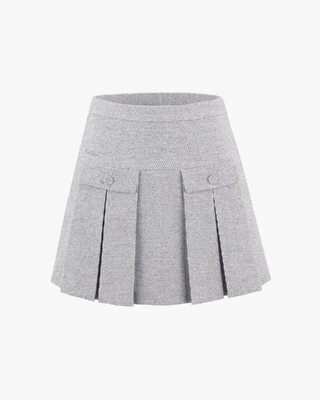 High-Waist A-line Fleece Skirt - Grey denim skirt fashionable