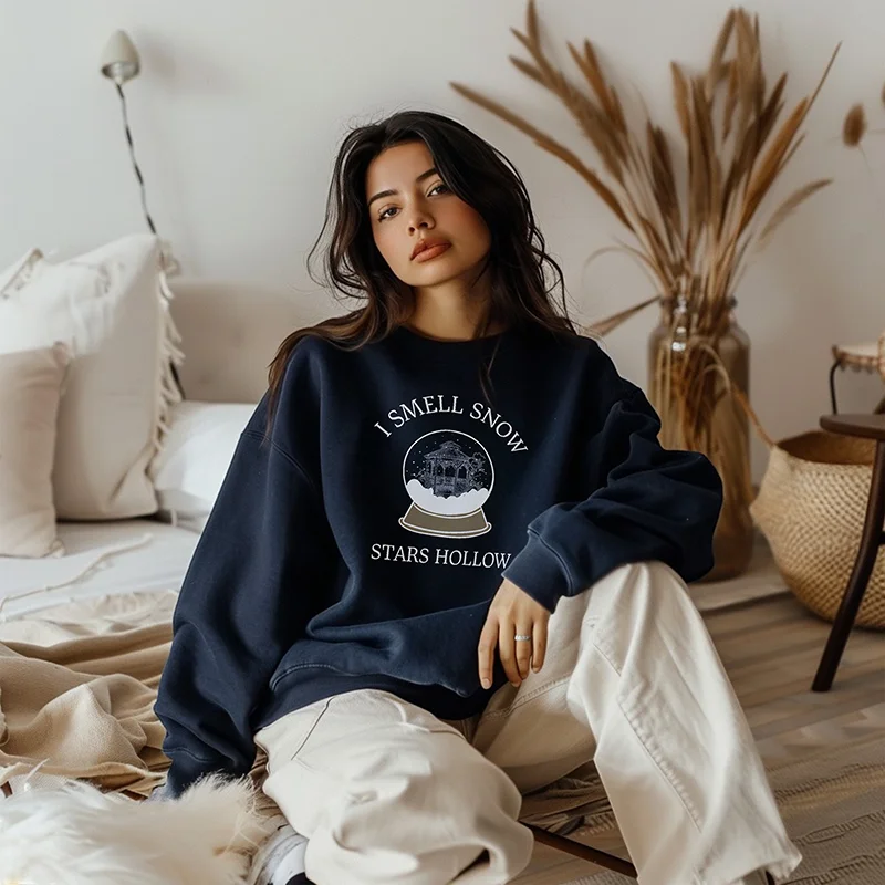 I Smell Snow Crewneck Sweatshirt Hoodie with Velcro Closure Adjustable Secure