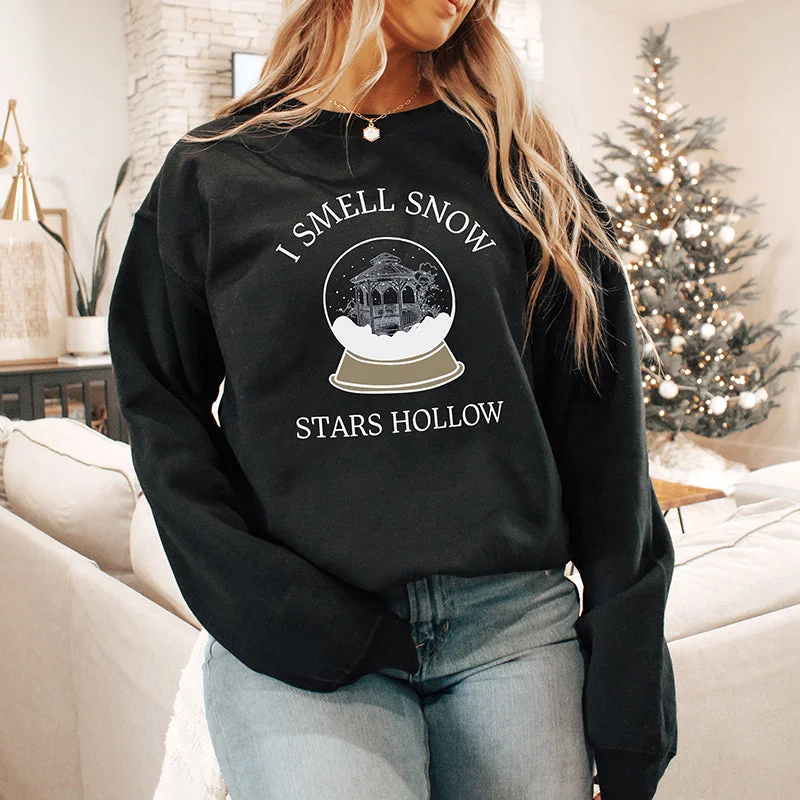 I Smell Snow Stars Hollow Sweatshirt Hoodie with Mock Neck Collared Structured