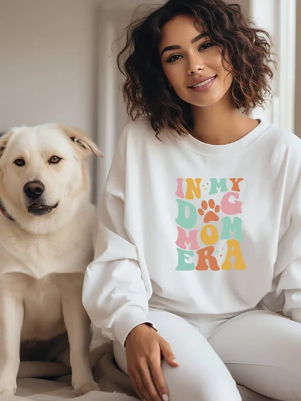 In My Dog Mom Era Heavy Blend Crewneck Graphic Sweatshirt Hoodie with Tied Waist Feminine Flattering