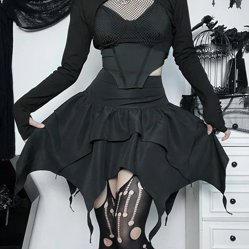 Irregular Sexy Solid Color Drawstring Tie-Up Ruched Ruffles Mini Skirt athletic skirt fit