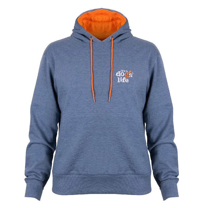 Over Head Hoodie - Heather Indigo Hoodie with Drawstring Waist Adjustable Fitted