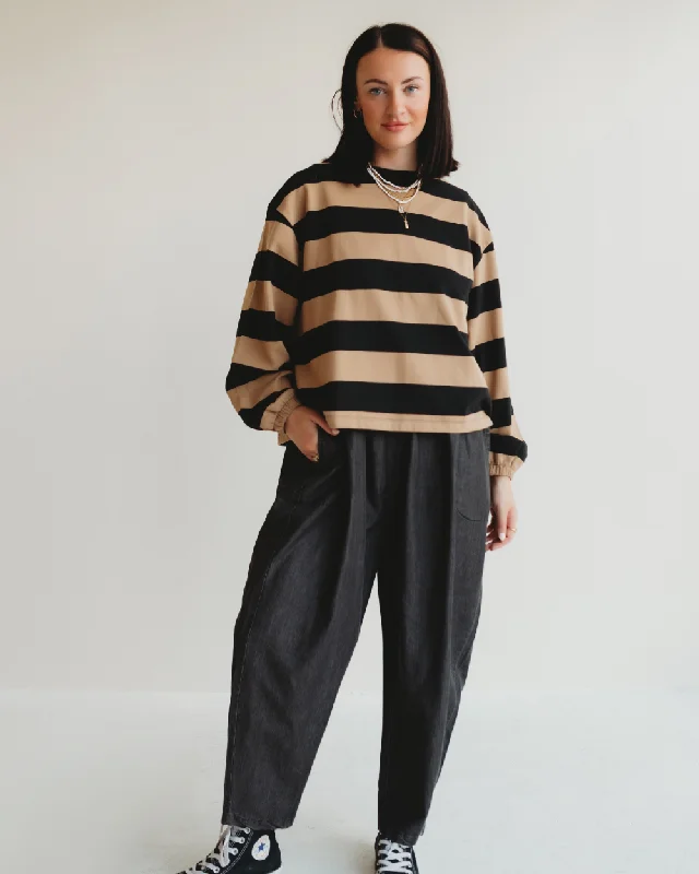 Ivy Striped Sweatshirt Hoodie with Drawcord Adjustable Secure