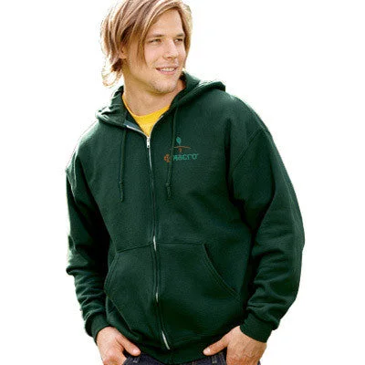 Jerzees Super Sweats Full-Zip Hooded Fleece Hoodie with Front Slit Layering Stylish