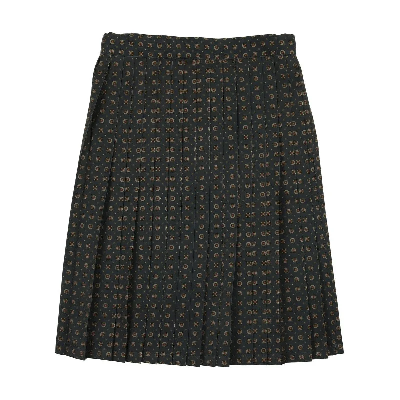 Kin And Kin Navy Print Pleated Skirt relaxed fit skirt