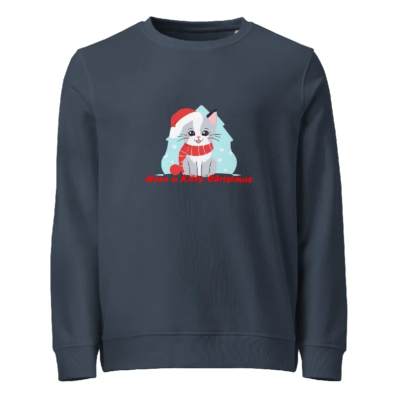 Kitty Christmas Graphics Organic Sweatshirt Hoodie with Reflective Safety Nightwear