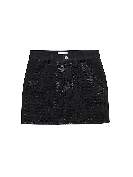 Le Mini Rhinestone Skirt - Noir Glitz velvet skirt sumptuous