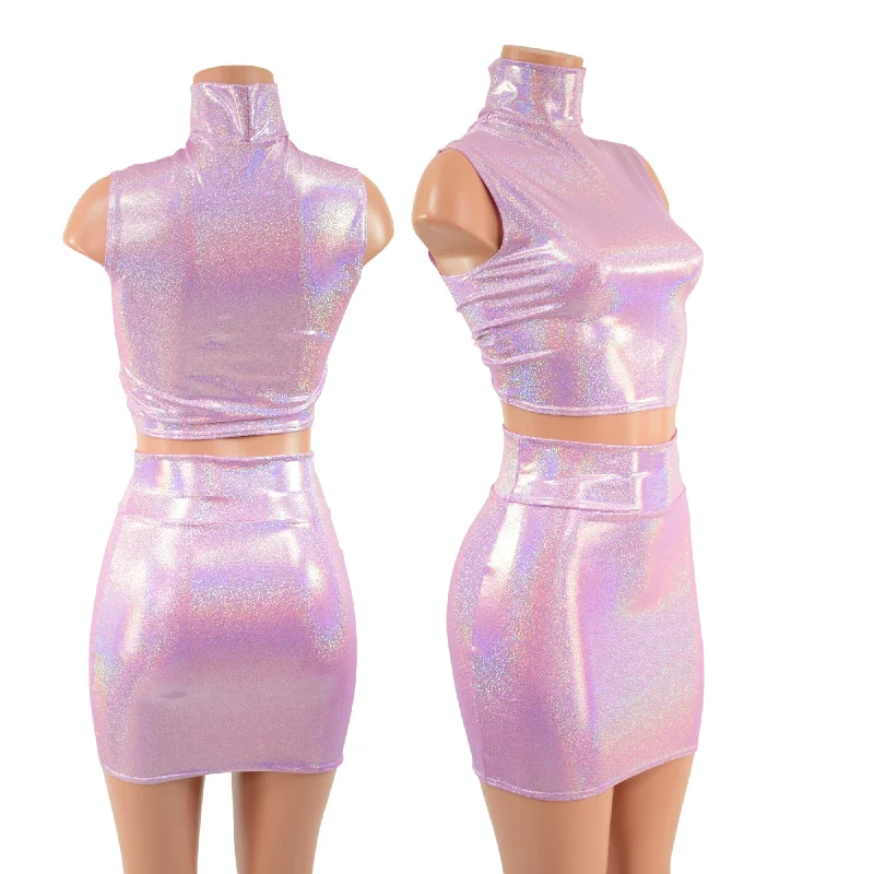 Lilac Crop Top & Bodycon Skirt Set breathable skirt fabric