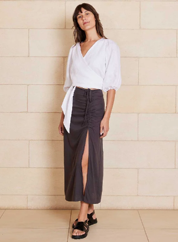 Lily Skirt-CHARCOAL elastic waist skirt