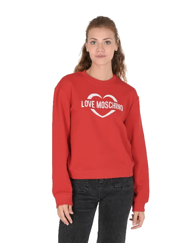 Love Moschino Womens Sweatshirt W 6 306 55 M 4055 O97 RED Hoodie with Button Classic Timeless