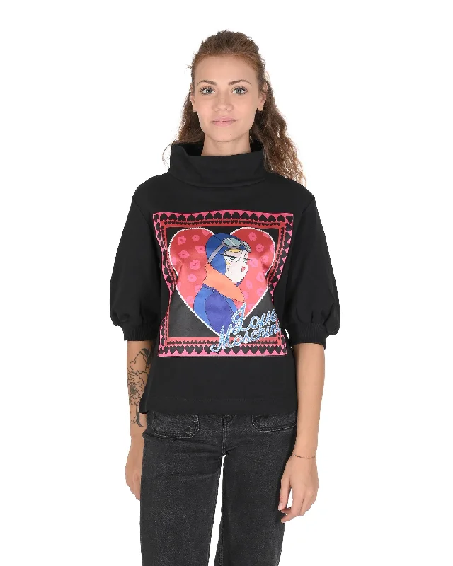 Love Moschino Womens Sweatshirt W 6 375 01 M 4068 C74 BLACK Hoodie with Full-Zip Functional Layering Love Moschino Womens Sweatshirt W 6 375 01 M 4068 C74 BLACK Hoodie with Full-Zip Functional Layering