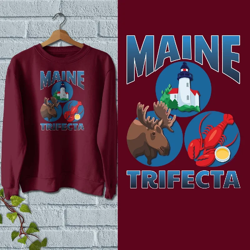 Maine Trifecta Moose Lobster Lighthouse Sweatshirt Adult Unisex S-XXL Hoodie with Tied Waist Feminine Flattering Maine Trifecta Moose Lobster Lighthouse Sweatshirt Adult Unisex S-XXL Hoodie with Tied Waist Feminine Flattering