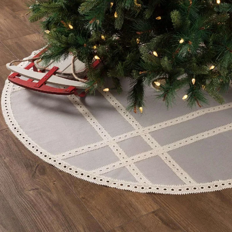 Margot Grey Christmas Tree Skirt 55 VHC Brands lace skirt romantic