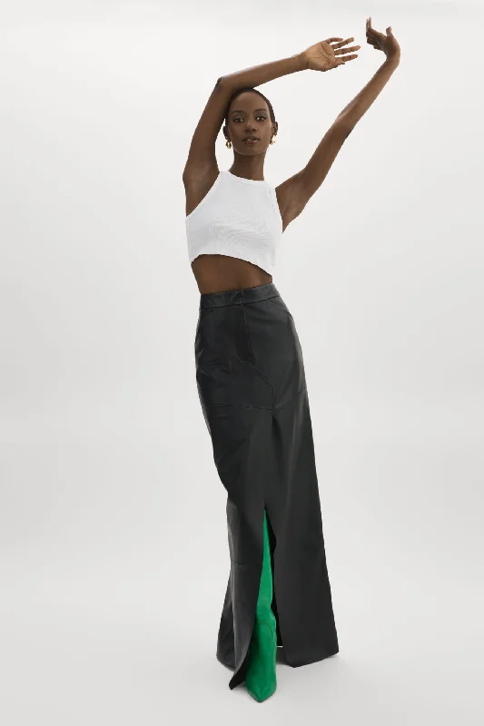 MARIETTE | Leather Maxi Skirt corduroy skirt cozy