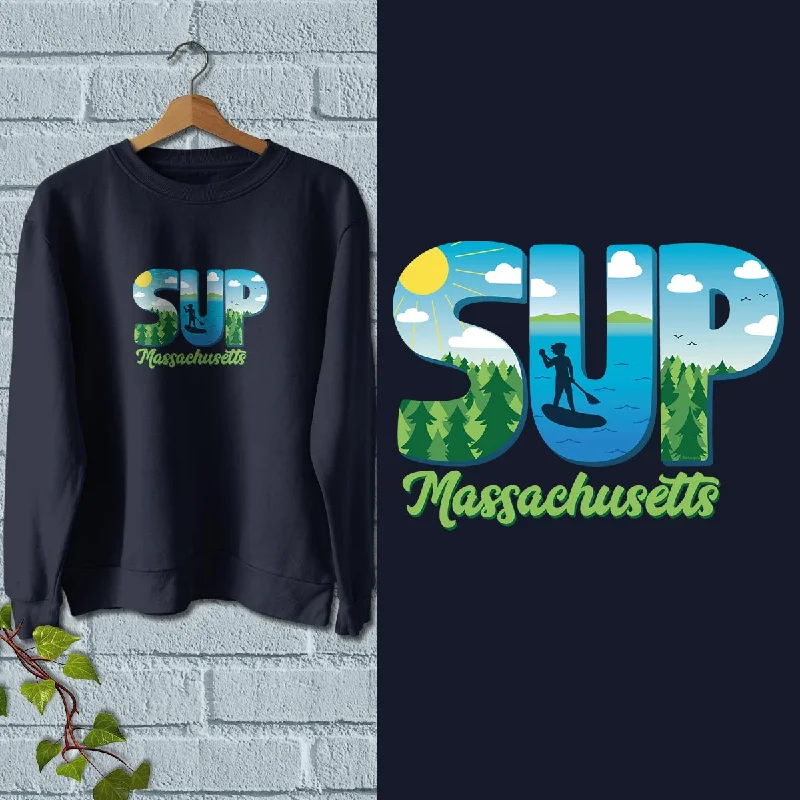 Massachusetts SUP Stand Up Paddleboard Sweatshirt Adult Unisex S-XXL Hoodie with Earth Tones Natural Calm