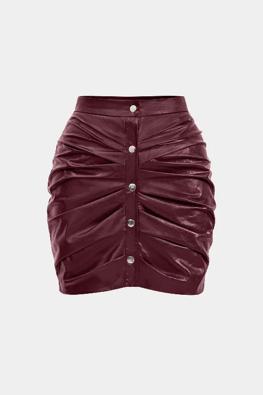 Faux Leather Ruched Skirt velvet skirt sumptuous