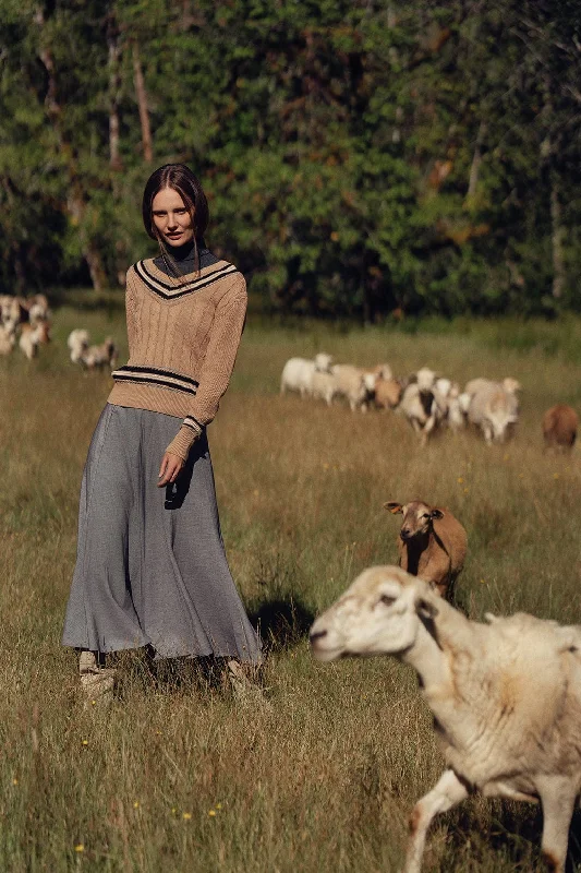 Marni Pleated Skirt-Grey denim skirt classic