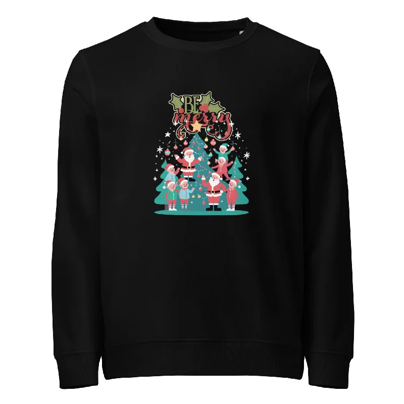 Merry Christmas Graphics Organic Sweatshirt Hoodie with Color Block Contrast Stylish