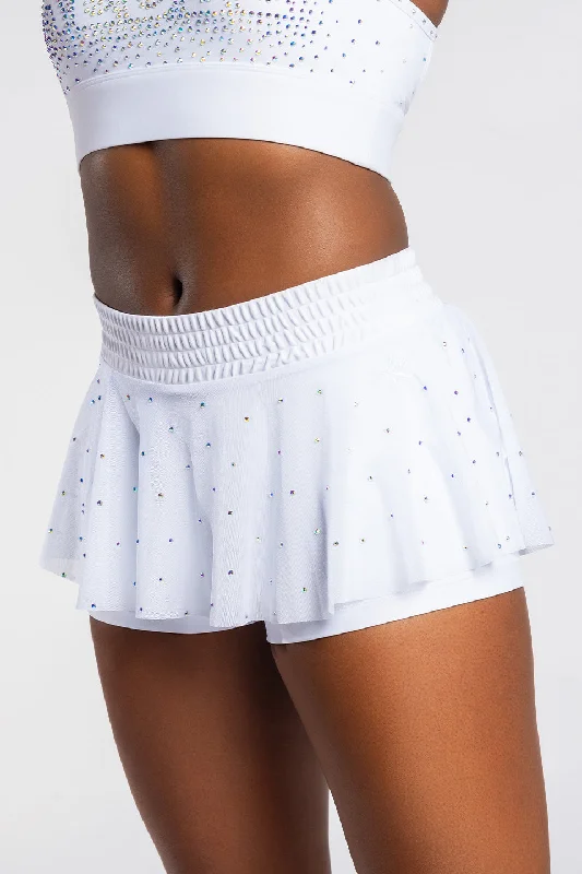 Mesh Overlay Skirt in White silk skirt sleek