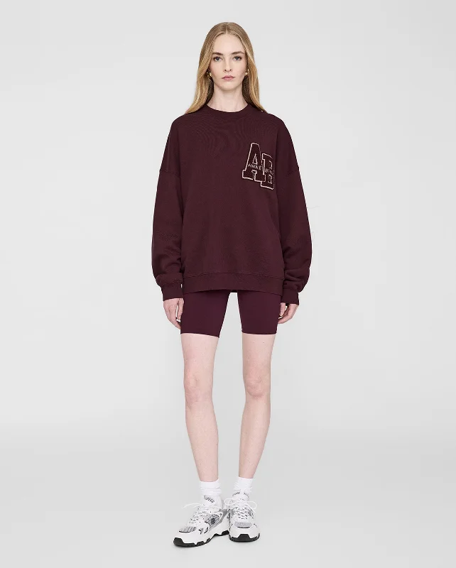 MILES OVERSIZED SWEATSHIRT LETTERMAN / DARK BURGUNDY Hoodie Sweatshirt Pullover