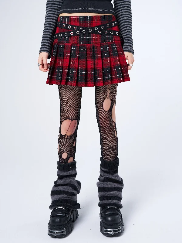 Miley Red & Black Tartan Mini Skirt cotton skirt soft