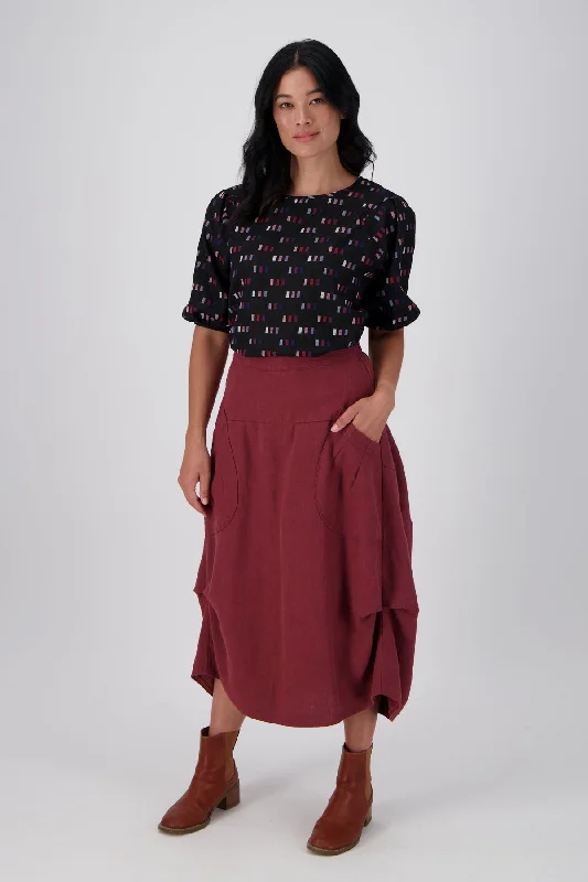 Milwaukee Fiesta Skirt Chargrilled Orange in Slub Linen linen skirt natural