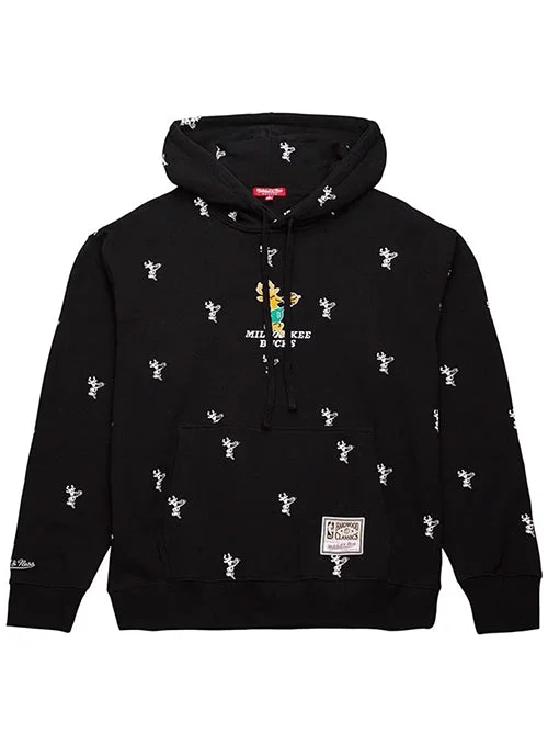 Women's Mitchell & Ness  HWC '68 Swagger Milwaukee Bucks Hooded Sweatshirt Hoodie with Applique Textured Unique
