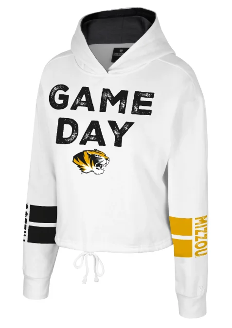 Mizzou Tigers Colosseum Women's Game Day Tiger Head White Hoodie Hoodie with Slim Fit Tailored Modern