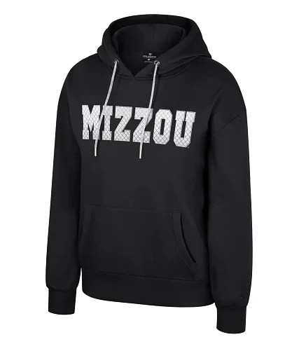 Mizzou Tigers Colosseum Women's Reflection Sparkle Mizzou Black Hoodie Hoodie with Hem Ribbing Snug Secure