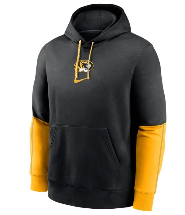 Mizzou Tigers Nike® 2024 Women's Essential Color Block Oval Tiger Head Hoodie Hoodie with Contrast Stitching Detailed Premium