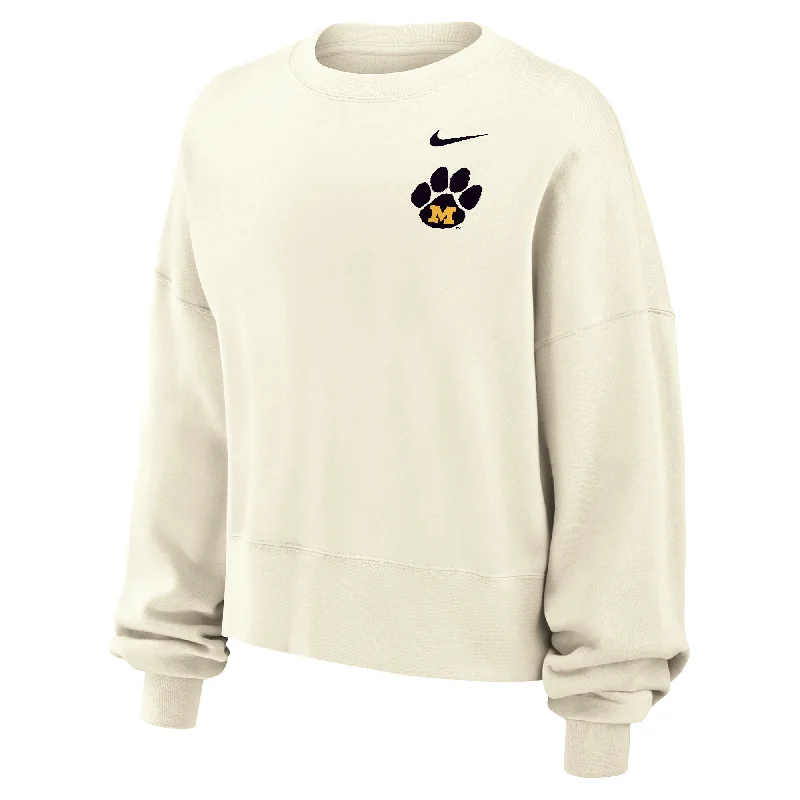 Mizzou Tigers Nike® 2024 Women's Phoenix Vault Paw Logo Off White Crew Sweatshirt Hoodie with Reflective Safety Nightwear