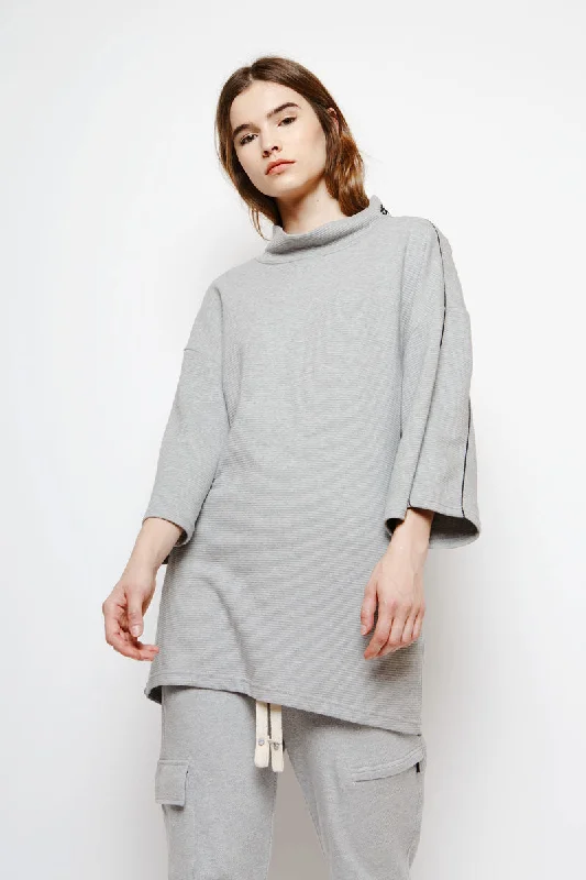 Essential Oversized Sweatshirt In Grey Hoodie with Hidden Zipper Minimalist Clean