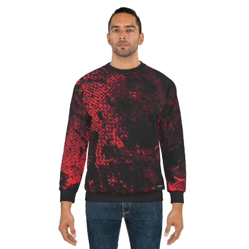 "Mystic Cube" (Cosmic Fusion - Dark Maroon/Neon Red) - Unisex Sweatshirt Hoodie with Crew Neck Simple Timeless "Mystic Cube" (Cosmic Fusion - Dark Maroon/Neon Red) - Unisex Sweatshirt Hoodie with Crew Neck Simple Timeless