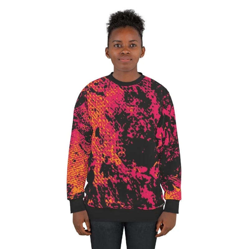 "Mystic Cube" (Cosmic Fusion - Magenta/Orange) - Unisex Sweatshirt Hoodie with Lining Warm Insulated