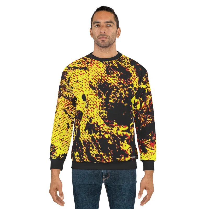 "Mystic Cube" (Cosmic Fusion - Neon Yellow) - Unisex Sweatshirt Hoodie with Pocket Utility Practical