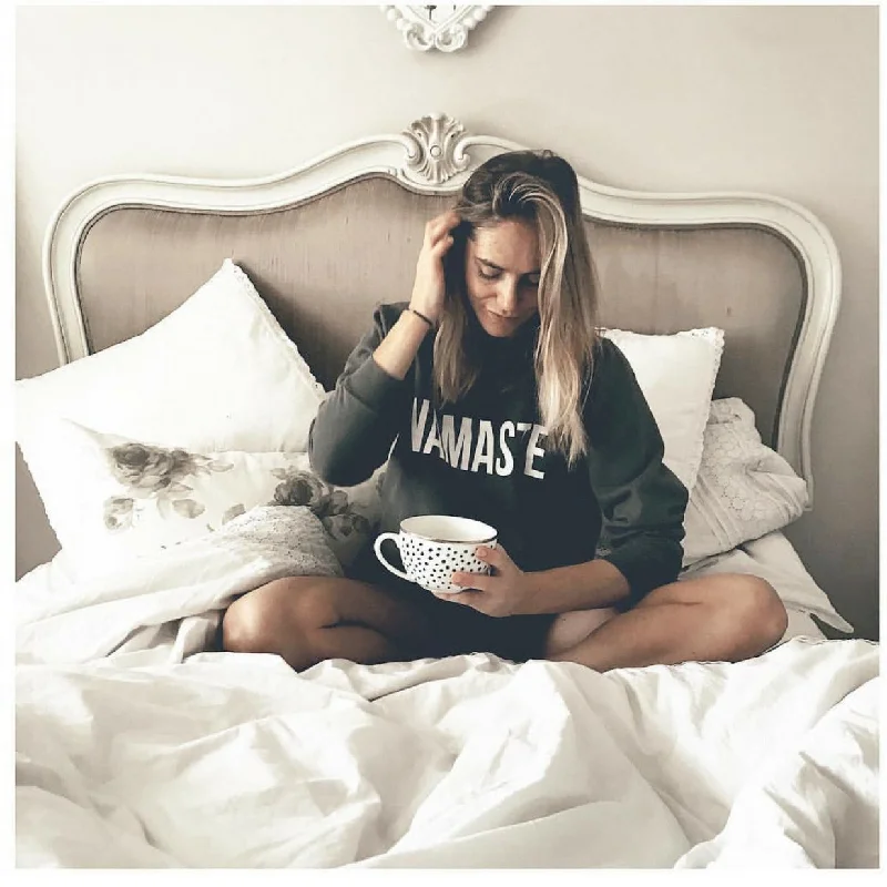 Namaste Sweatshirt Hoodie with Hem Contrast Bold Stylish