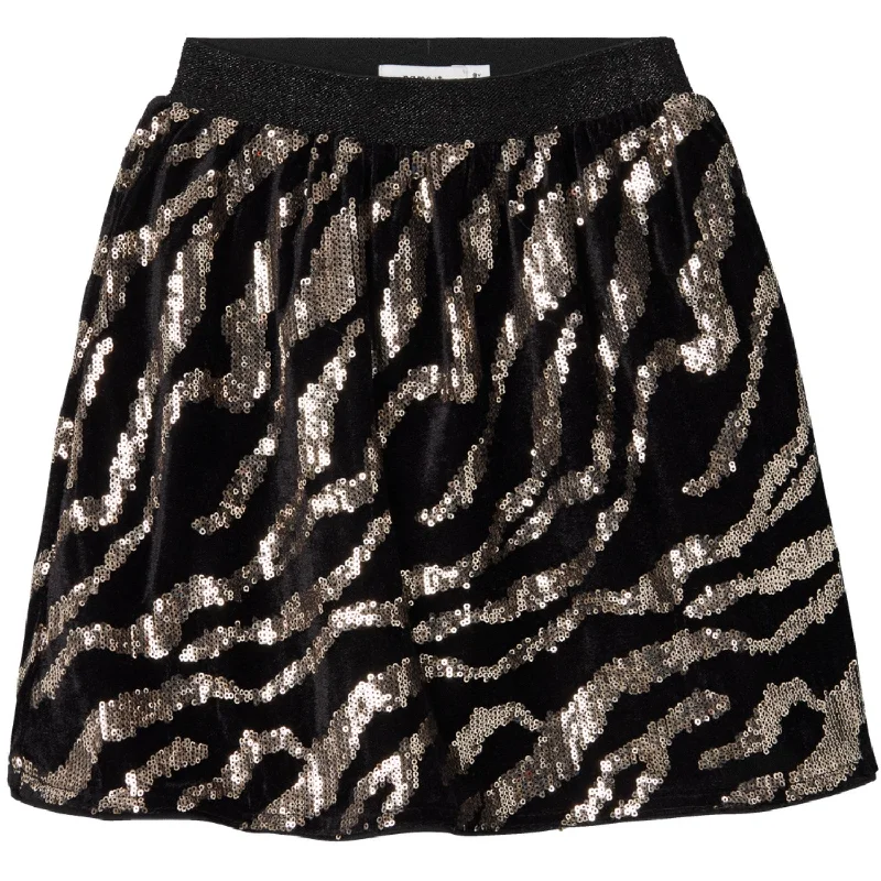 Name It Black Zebra Ranimal Skirt leather skirt bold