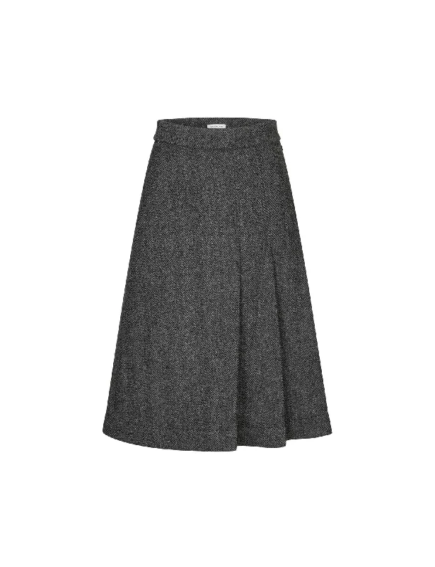 Nicoline Skirt — Herringbone Grey asymmetrical skirt cut