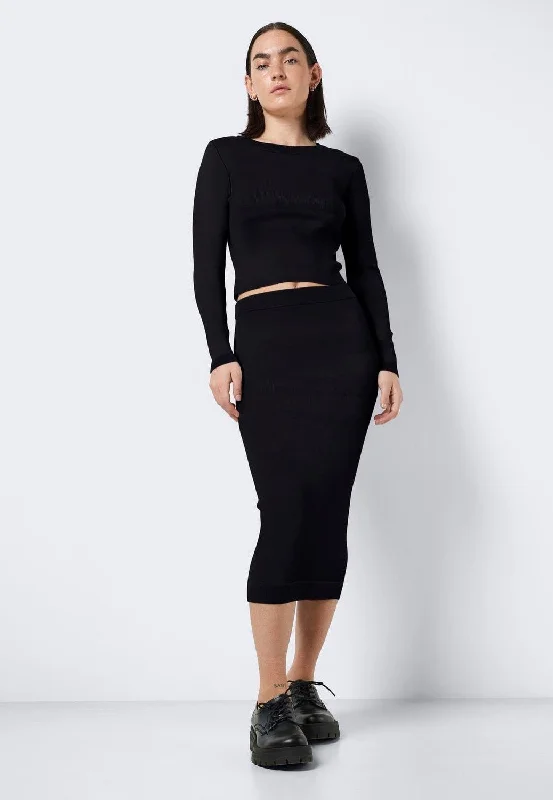 Noisy May - Jaz Midi Black - Skirt denim skirt casual