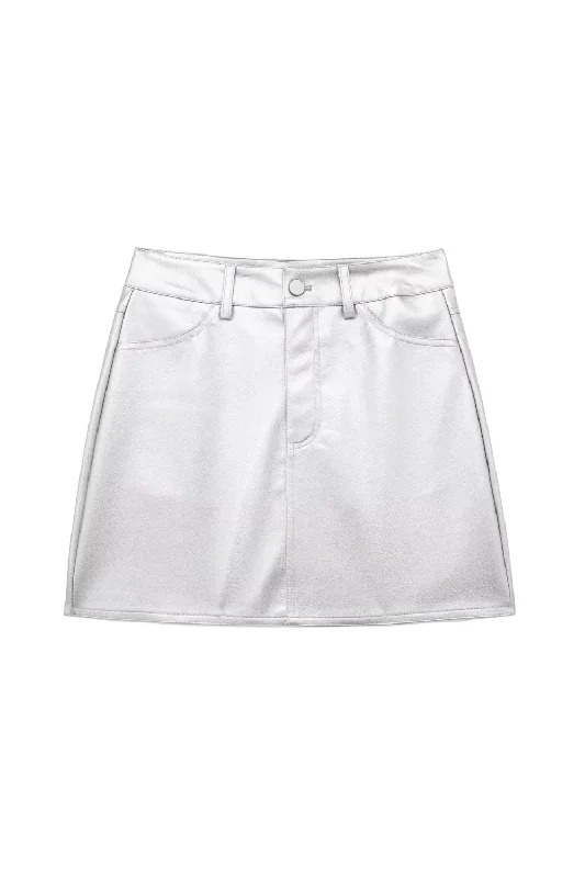 'Norah' High Waist Silver Skirt lace skirt intricate