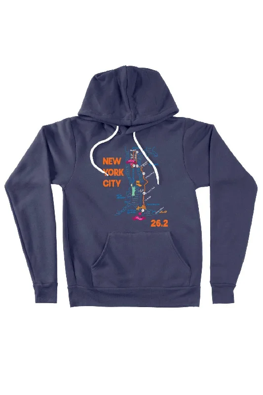 NYC Map 26.2 Hoodie Hoodie with Mock Neck Collared Structured