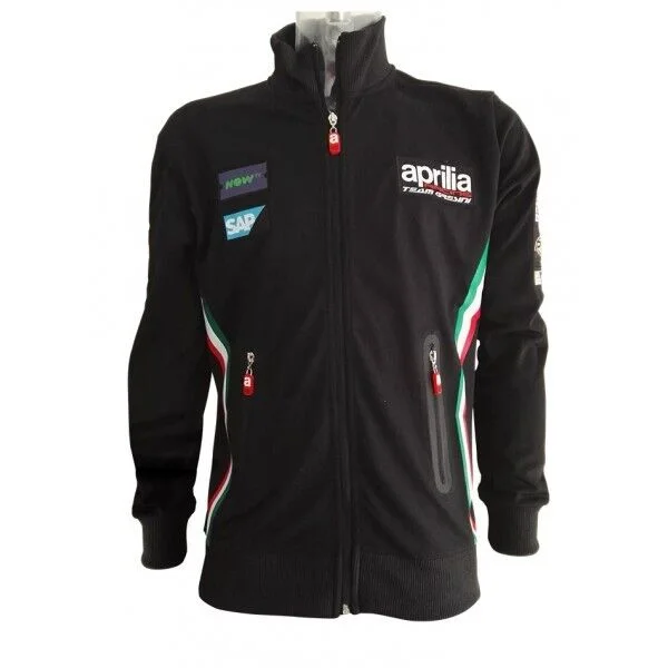 Official Gresini Aprilia Team Woman's Black Zip Up Sweatshirt - A1Fefz17Rew Cotton Hoodie Fleece Lining Warmth